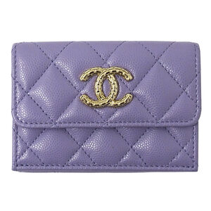 CHANEL Purple Caviar Leather Wallet